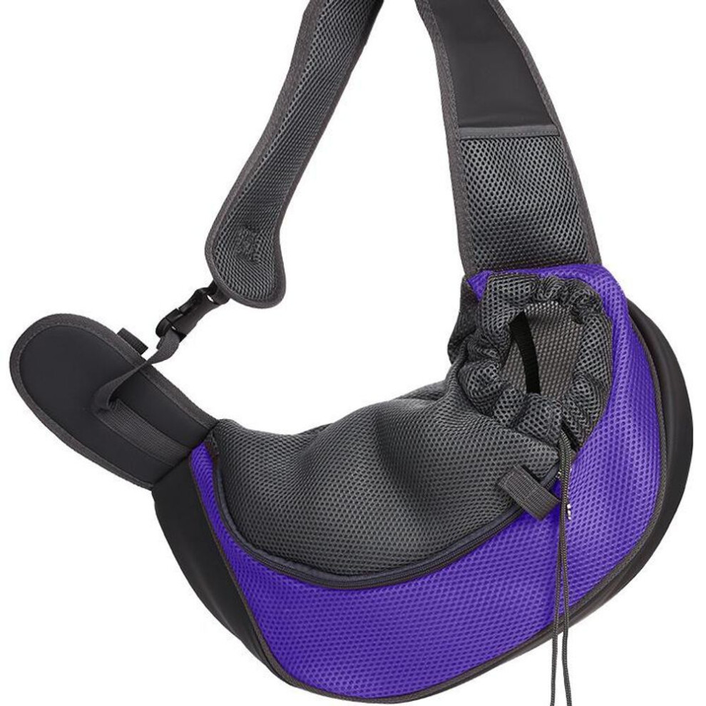 (purple, M) Cat and Dog Travel Portable Diagonal Shoulder Bag with Breathable Mesh Pet Backpack
