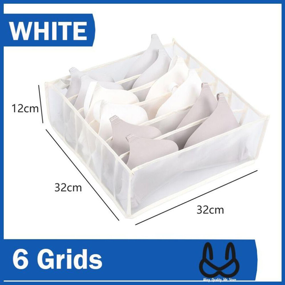 (as the picture, 6-grids-white) Jeans Storage Organizer Pants Clothes Storage Box Cabinets Clothes Organizer For Underwear Bra Ties T-Shirt Socks Organizer Box