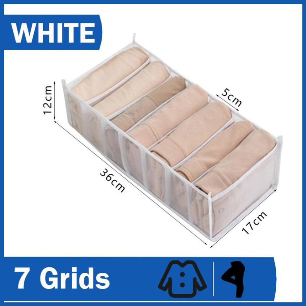 (as the picture, 7 grids-M-white-B) Jeans Storage Organizer Pants Clothes Storage Box Cabinets Clothes Organizer For Underwear Bra Ties T-Shirt Socks Organizer Box
