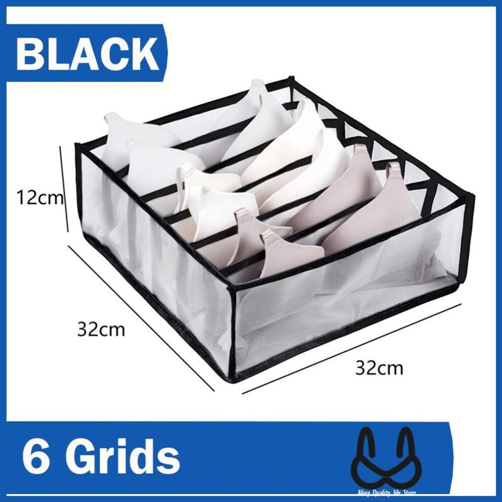 (as the picture, 6-grids-black) Jeans Storage Organizer Pants Clothes Storage Box Cabinets Clothes Organizer For Underwear Bra Ties T-Shirt Socks Organizer Box