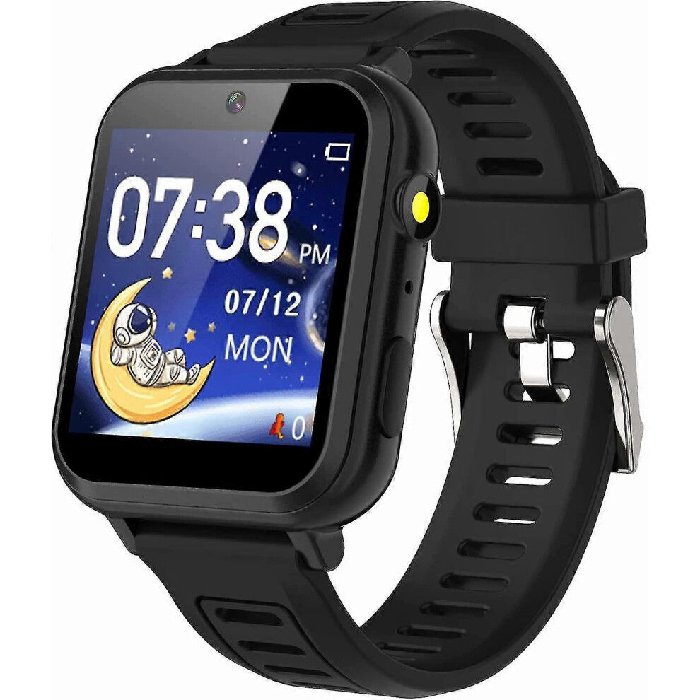 (Black) Smart Watch For Kids, Kids Smart Game Watch With 24 Games Hd Touch Screen Video Camera Music Player Pedometer Flashlight Alarm Clock 12/24 Hr Black 9489739041620