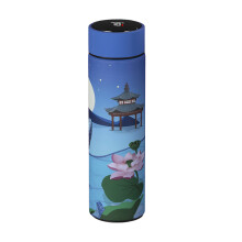 (Lotus) Creative Led 500ml Display Temperature Thermos Cup Stainless Steel Vacuum Flask