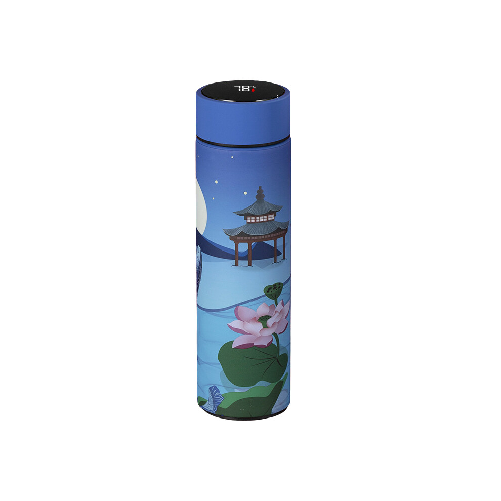 (Lotus) Creative Led 500ml Display Temperature Thermos Cup Stainless Steel Vacuum Flask
