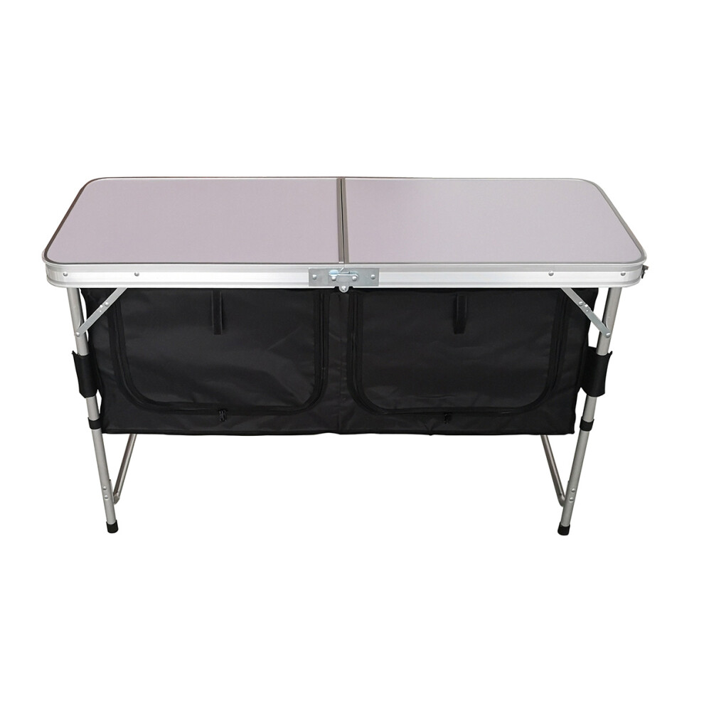 Charles Bentley Odyssey Camping Storage Table Portable Low Side Shelf Lightweight Aluminium Organiser Cupboards