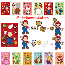 12pcs Mario Cartoon Diy Face Stickers Parent Child Interactive Puzzle Game Fans