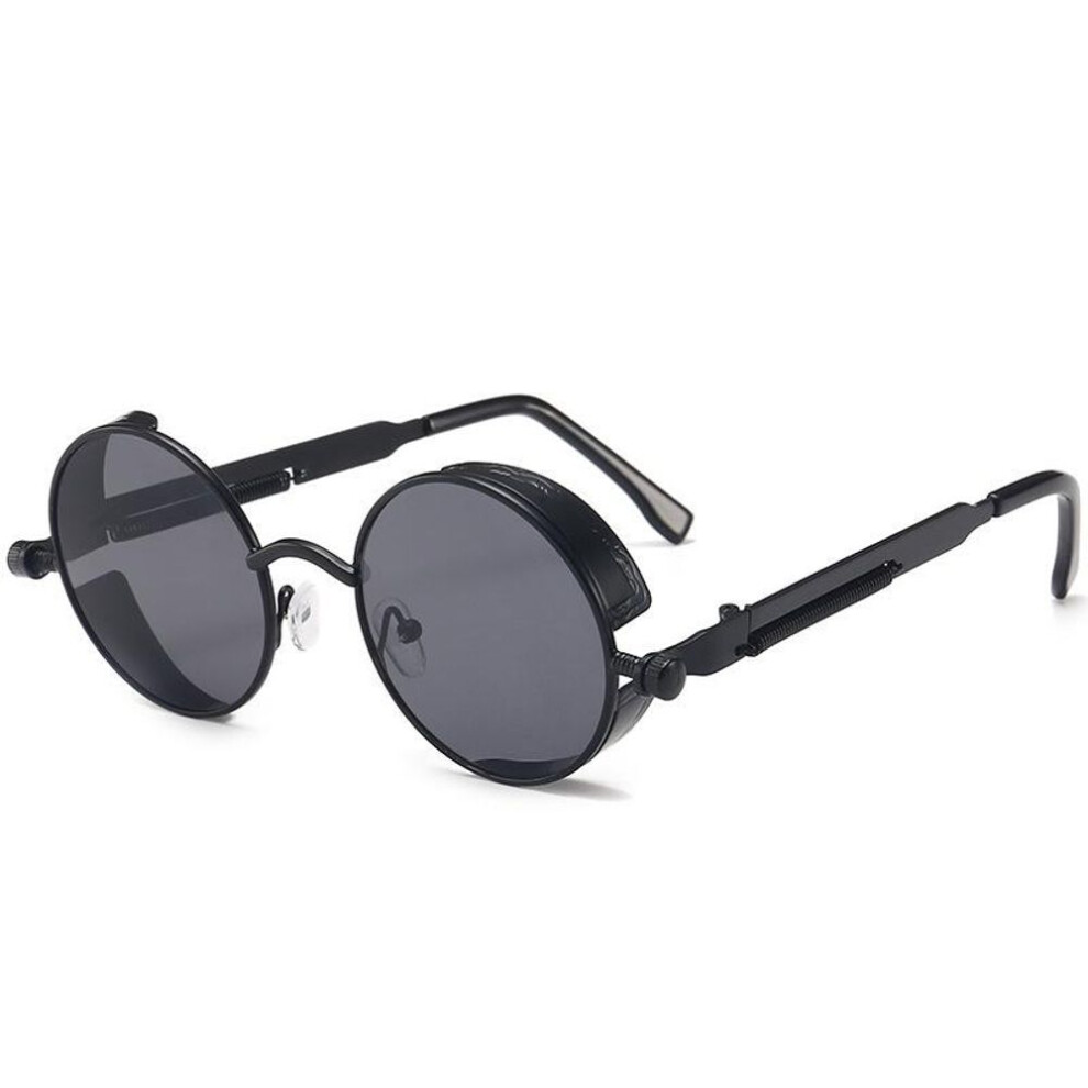 (black,grey) Classic Gothic Steampunk Sunglasses Luxury High Quality Men And Women Retro Round Metal Frame Sunglasses Non Polarized Glasses