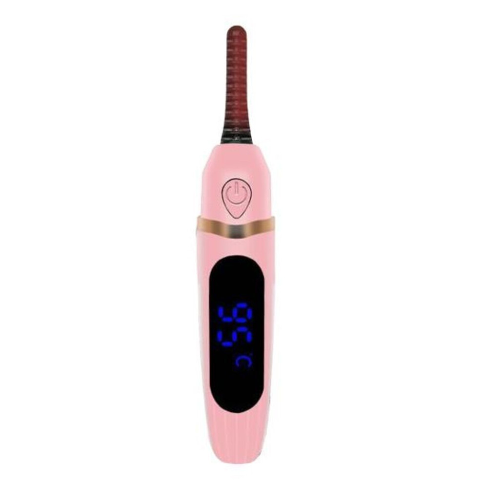 (pink) Fake Eye Lash Curler Double-sided Temperature Control Comb Tooth Design Heated Eyelash Curler Roller Makeup Tool For Women