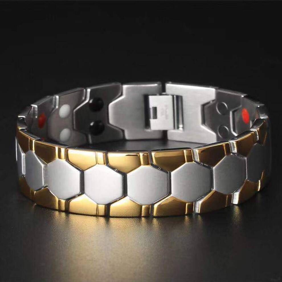 (gold,silver) Punk Stainless Steel Men&apos;s Bracelets Energy Magnetic Bracelet Jewelry Chain For Women Bracelets Bangle