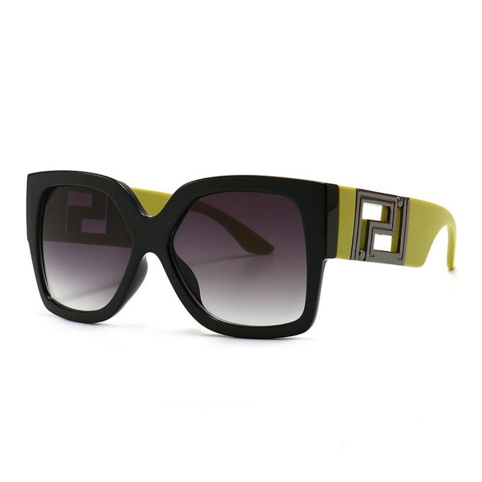 (black,green) Square Thick Frame Sunglasses Women Big Size Eyewear Lunette Femme Luxury Brand Sun Glasses Hollow Out Vintage non polarized glasses