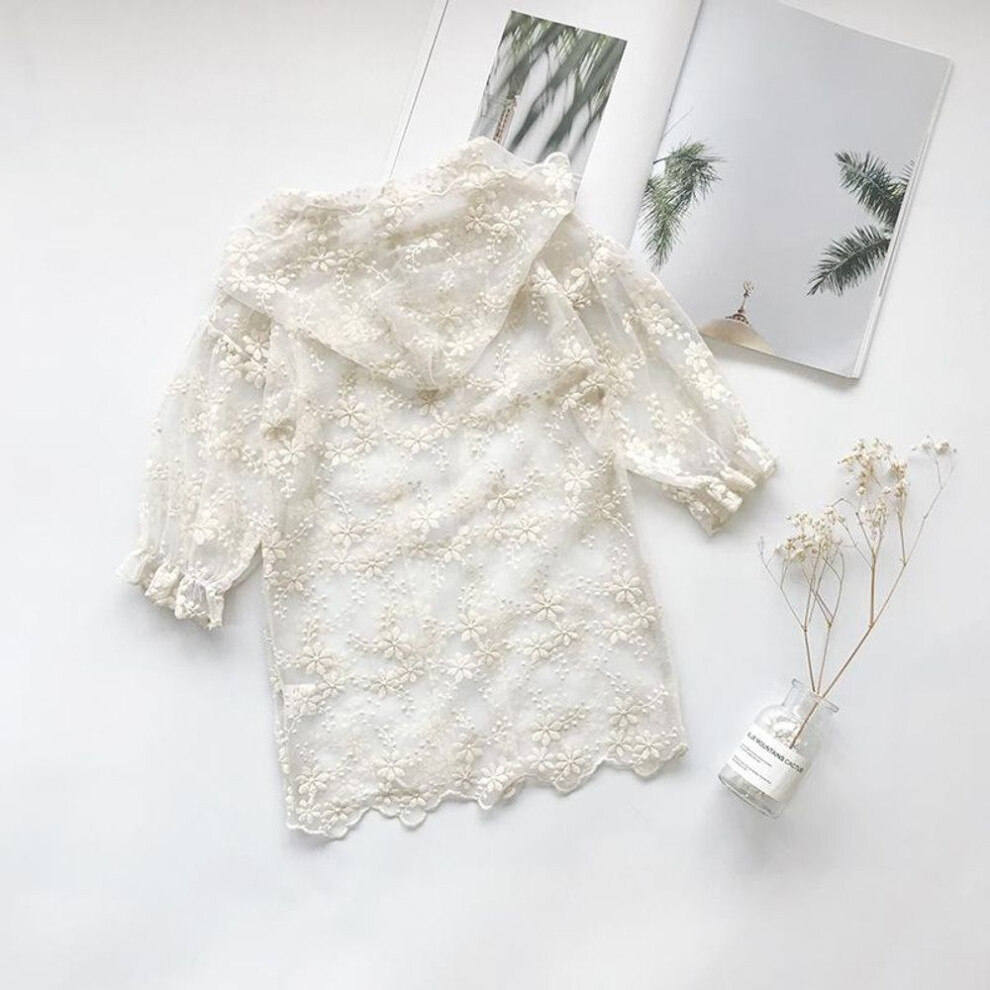 (as the picture, 80cm) Girls&apos; Sun Protection Clothing Lace Uv-proof Jacket Beachwear Children&apos;s Air Conditioning Shirt