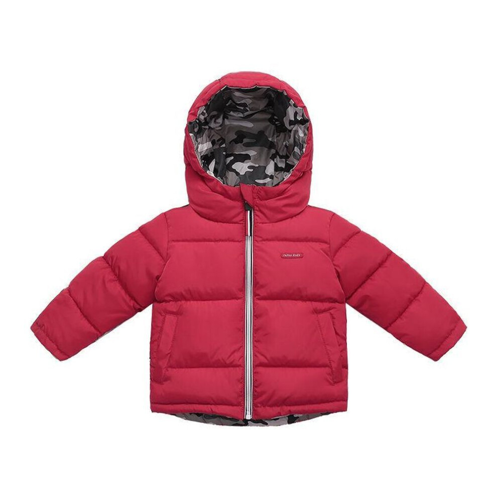(red, 100cm) Children's down Jacket Double-Sided Wear Boys and Girls Thick Winter Clothes Cotton-Padded Jacket Kids' Coat
