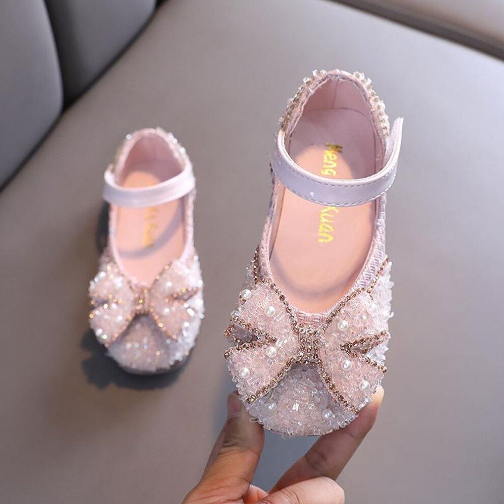 (pink, 22) Fashion Girls Bowknot Shoes Children Dance Leather Shoes Princess Shoes
