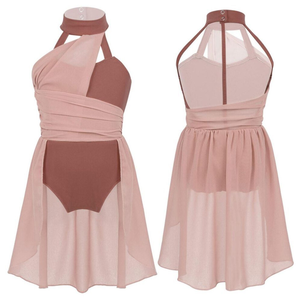 (coffee, 7-8 Years) Kids Girls Sleeveless Chiffon Ballet Dance Leotard Dress Lyrical Contemporary Dance Costume