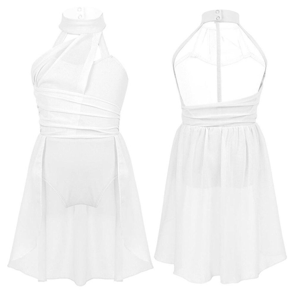 (ivory, 5-6 Years) Kids Girls Sleeveless Chiffon Ballet Dance Leotard Dress Lyrical Contemporary Dance Costume