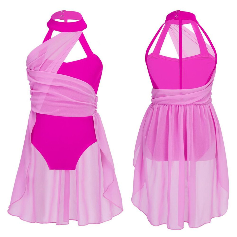 (rose, 15-16 Years) Kids Girls Sleeveless Chiffon Ballet Dance Leotard Dress Lyrical Contemporary Dance Costume