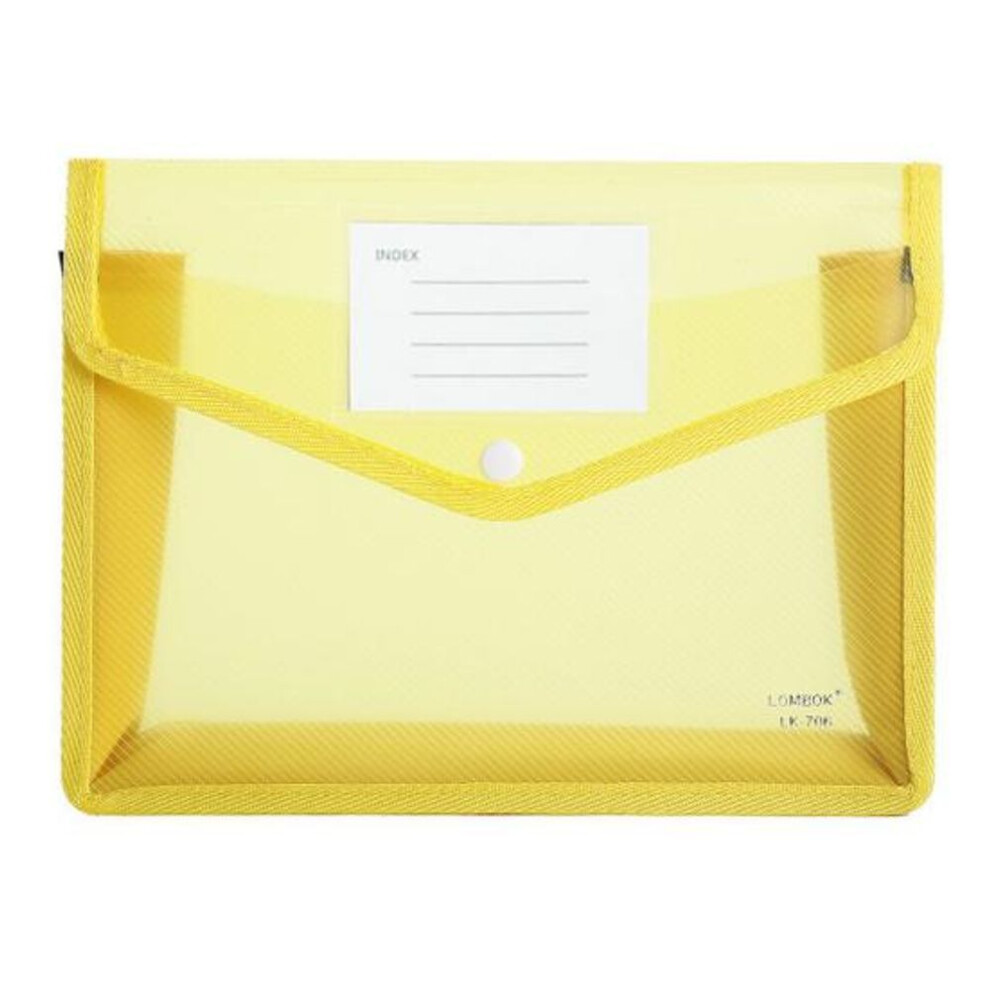 (yellow, A4) A4 Colorful File Folder With Label Pocket Horizontal Snap Button Portable Examination Paper Document File Organizer Bag School Supplies