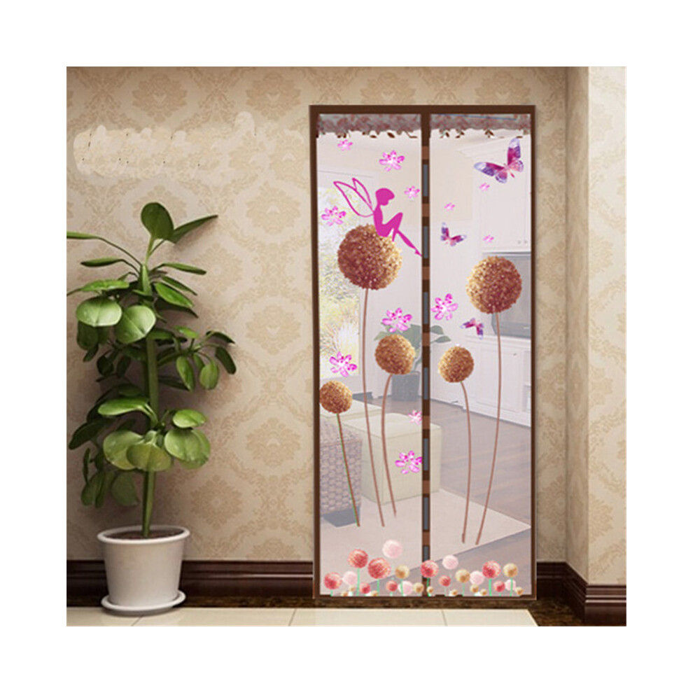 (Coffee, 100x210cm/39.4x82.7in) Door Mosquito Net Dandelion Screens Curtain Anti Insect Tulle Magnetic Closure
