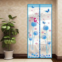 (Blue, 100x210cm/39.4x82.7in) Door Mosquito Net Dandelion Screens Curtain Anti Insect Tulle Magnetic Closure
