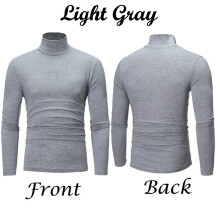 (LightGray, M) Mens High Warm Neck Solid Color Pullover Jumper Sweater Turtleneck Shirts Tops