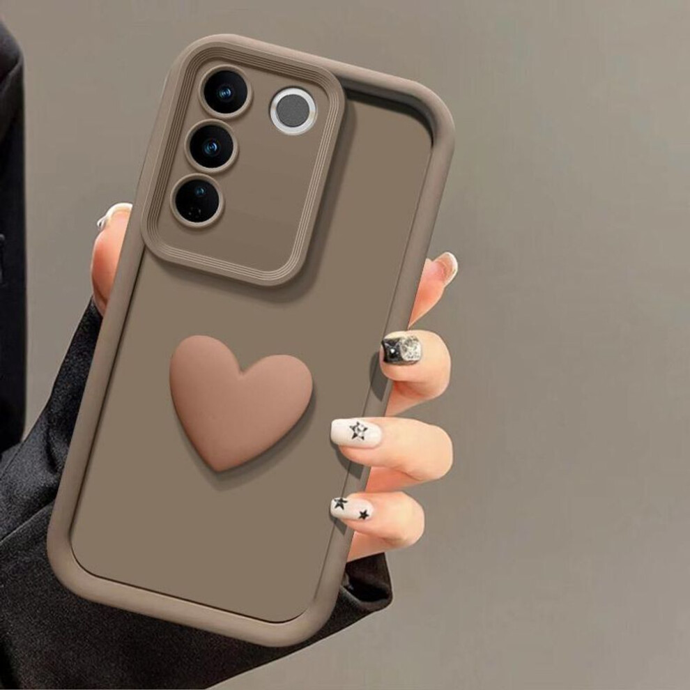 (coffee, A55 5G) Love Heart Silicone Camera Lens Protective Case For Samsung Galaxy A14 A24 A34 A54 A15 A25 A35 A55 A05 A05s Phone Cover