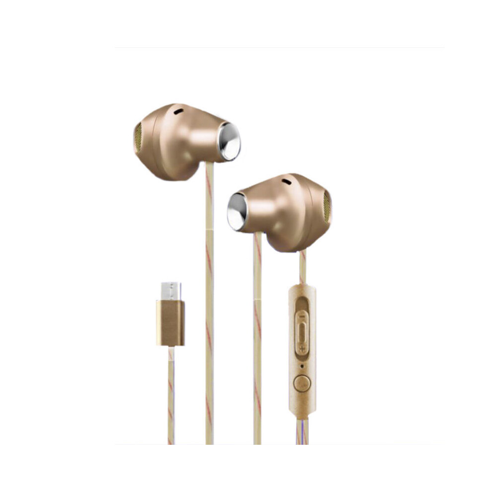 (Gold) Usbc Typec Stereo Inear Earphone Headset Earbuds Headphone Set Music Gold 696074346344
