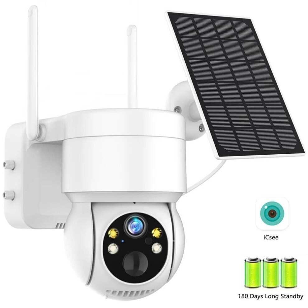 (Camera Add 64G) Wifi Ptz Camera Outdoor Wireless Solar Ip Camera 4mp Hd Built-in Battery Video Surveillance Camera Long Time Standby Icsee App