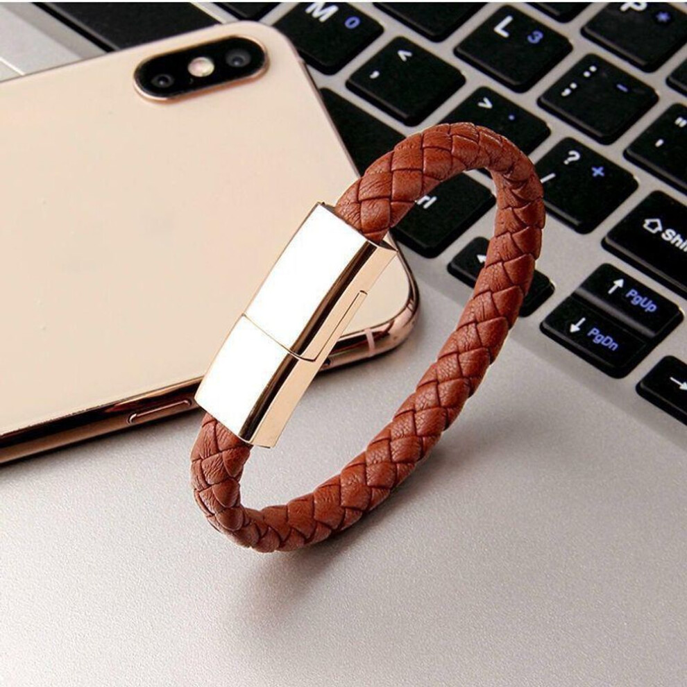 (brown, For Micro (20 cm)) Outdoor Portable Leather Mini Micro Usb Bracelet Charger Data Charging Cable Sync Cord For Iphone6 6s Android Type-c Phone Cable