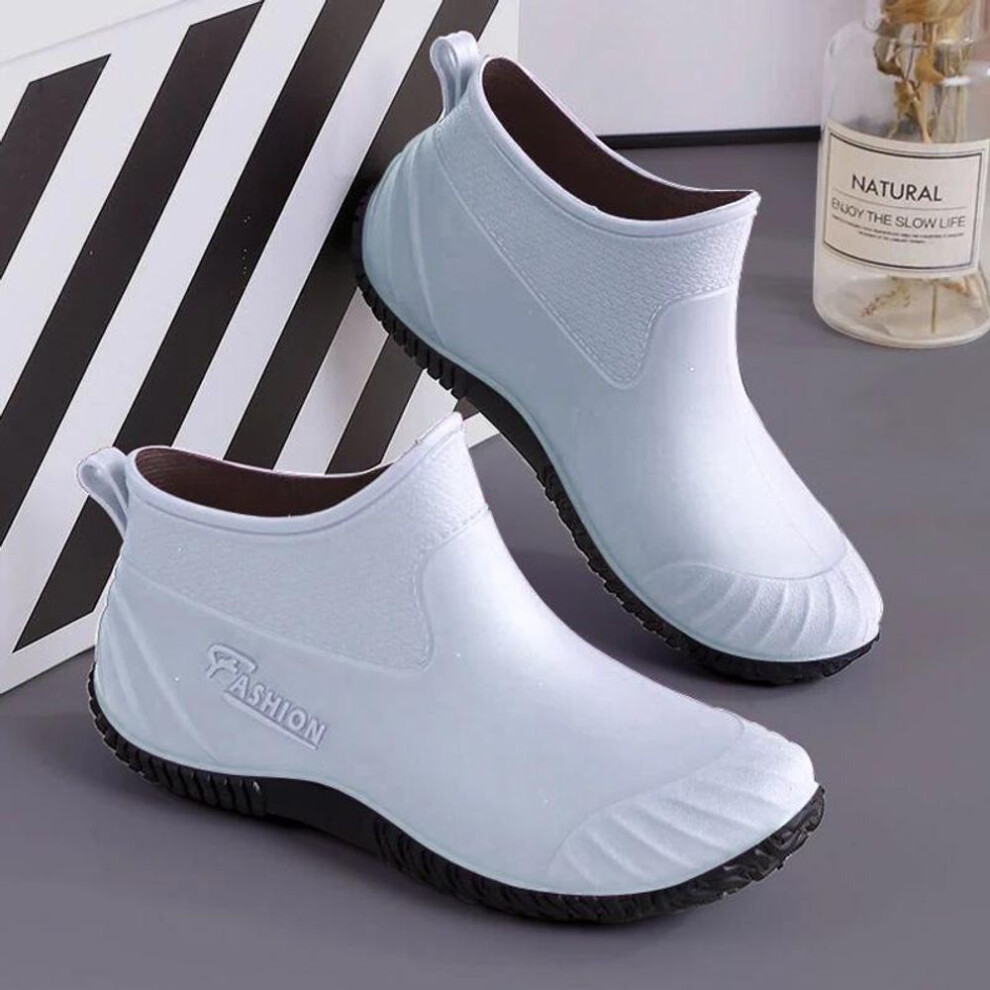 (grey, 36) Rain Boots Women&apos;s Fashion Outdoor Rain Boots Adult Wear-resistant Rubber Shoes Summer Non-slip Waterproof Short Tube Rain Boots