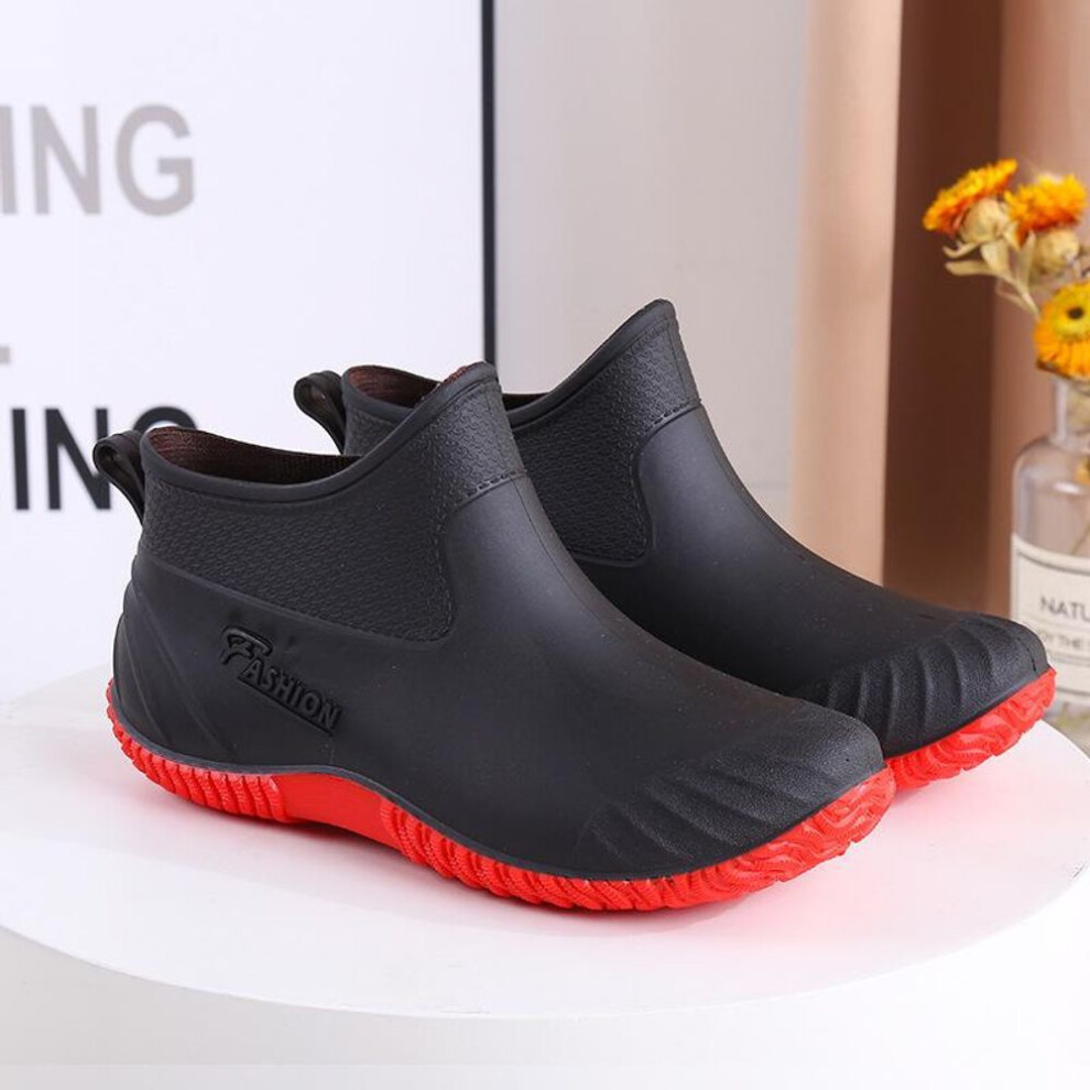 (black, 37) Rain Boots Women&apos;s Fashion Outdoor Rain Boots Adult Wear-resistant Rubber Shoes Summer Non-slip Waterproof Short Tube Rain Boots