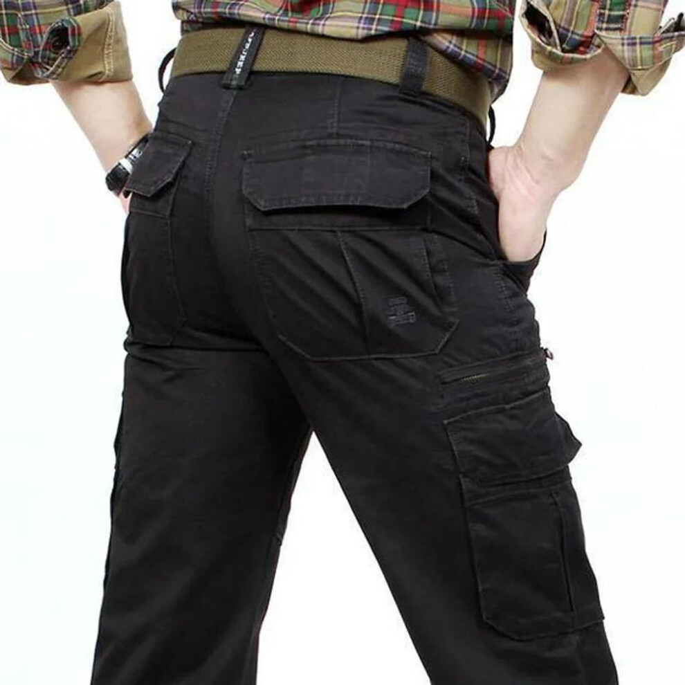(black, 38) Man Cargo Pants Casual Pants Outdoor Trousers Hiking Set Cargo Tactical Men&apos;s Work Wear Trainning Exercise Suit Cotton Trouse