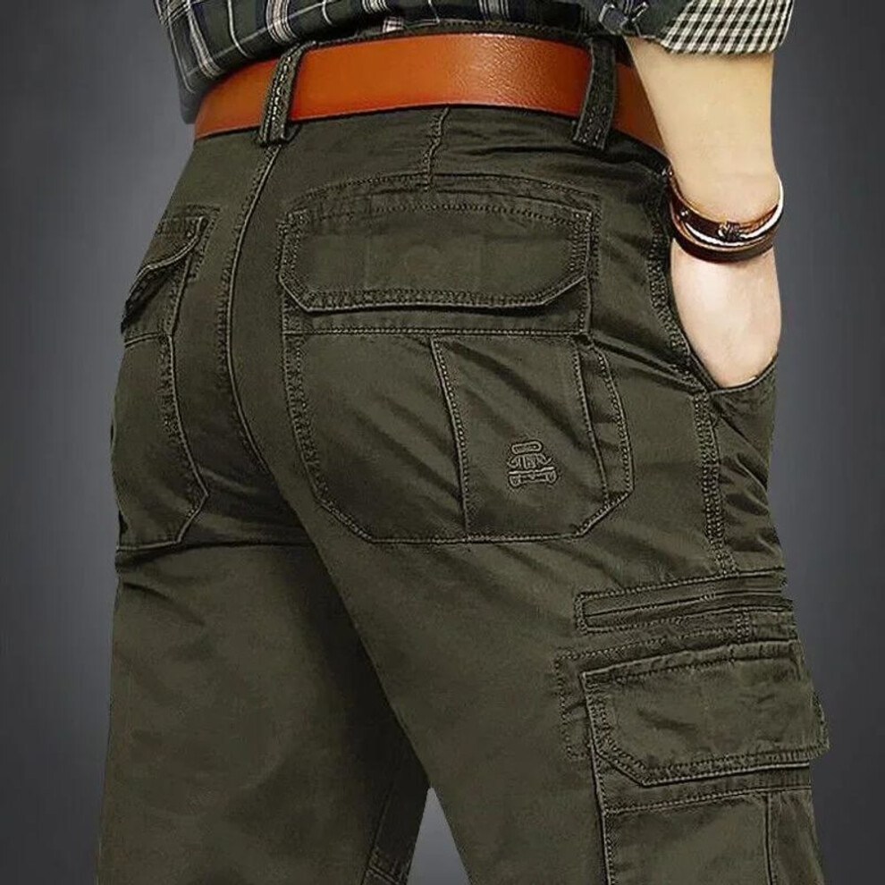 (green, 31) Man Cargo Pants Casual Pants Outdoor Trousers Hiking Set Cargo Tactical Men&apos;s Work Wear Trainning Exercise Suit Cotton Trouse