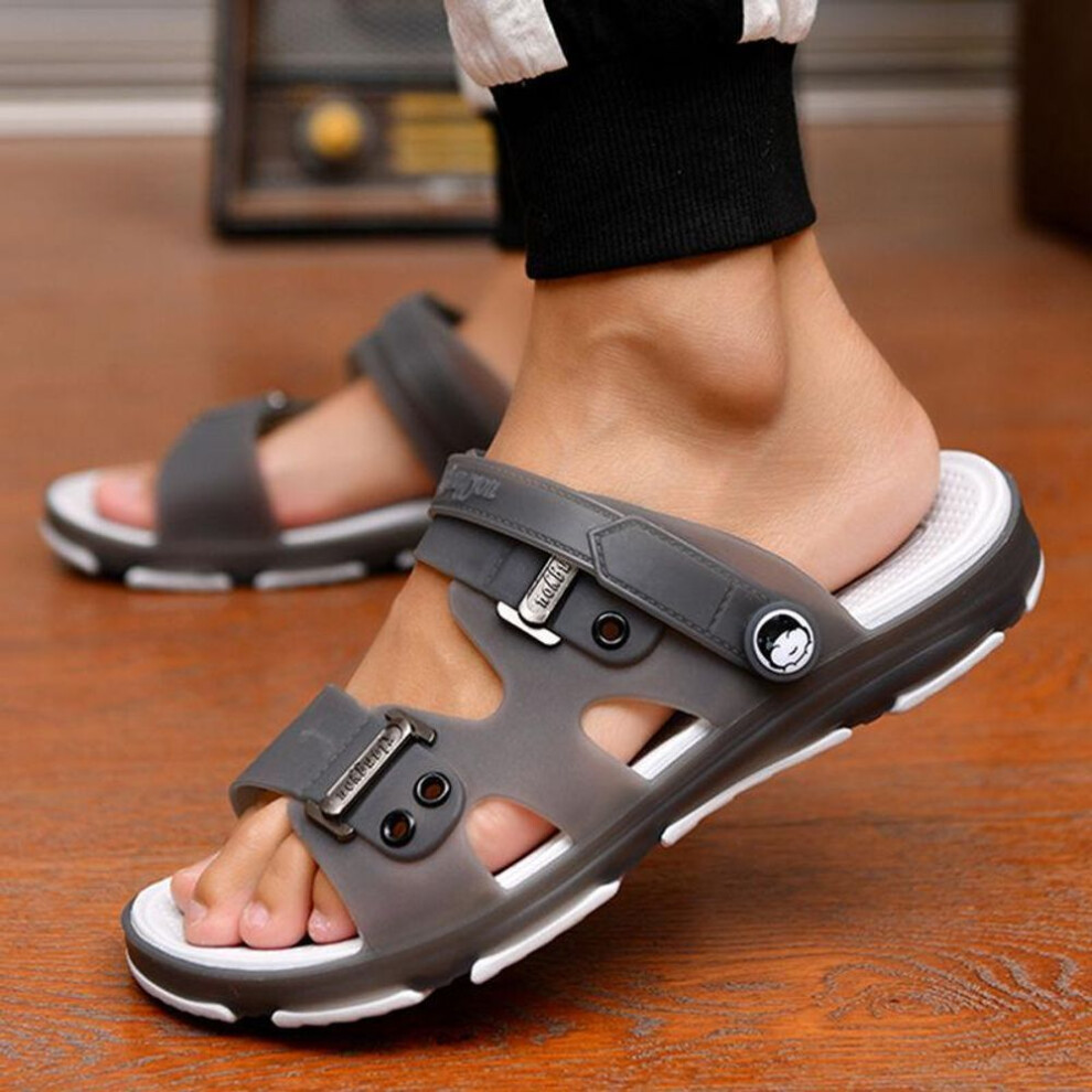 (grey, 45) Fashion Home Men Sandals Casual Durable Men Shoes Anti Skid Peep Toe Men Slippers Summer Shoes Sandalias Plus Size