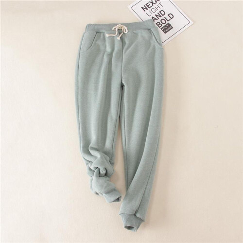 (green, 4XL) Women Fleece Lining Sweatpants Warm Thicken Winter Jogger Pants Harem Lady Casual Trousers Drawstring