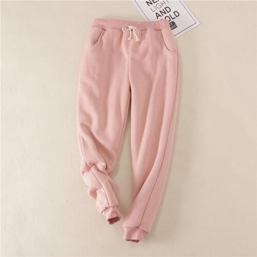 (pink, 5XL) Women Fleece Lining Sweatpants Warm Thicken Winter Jogger Pants Harem Lady Casual Trousers Drawstring