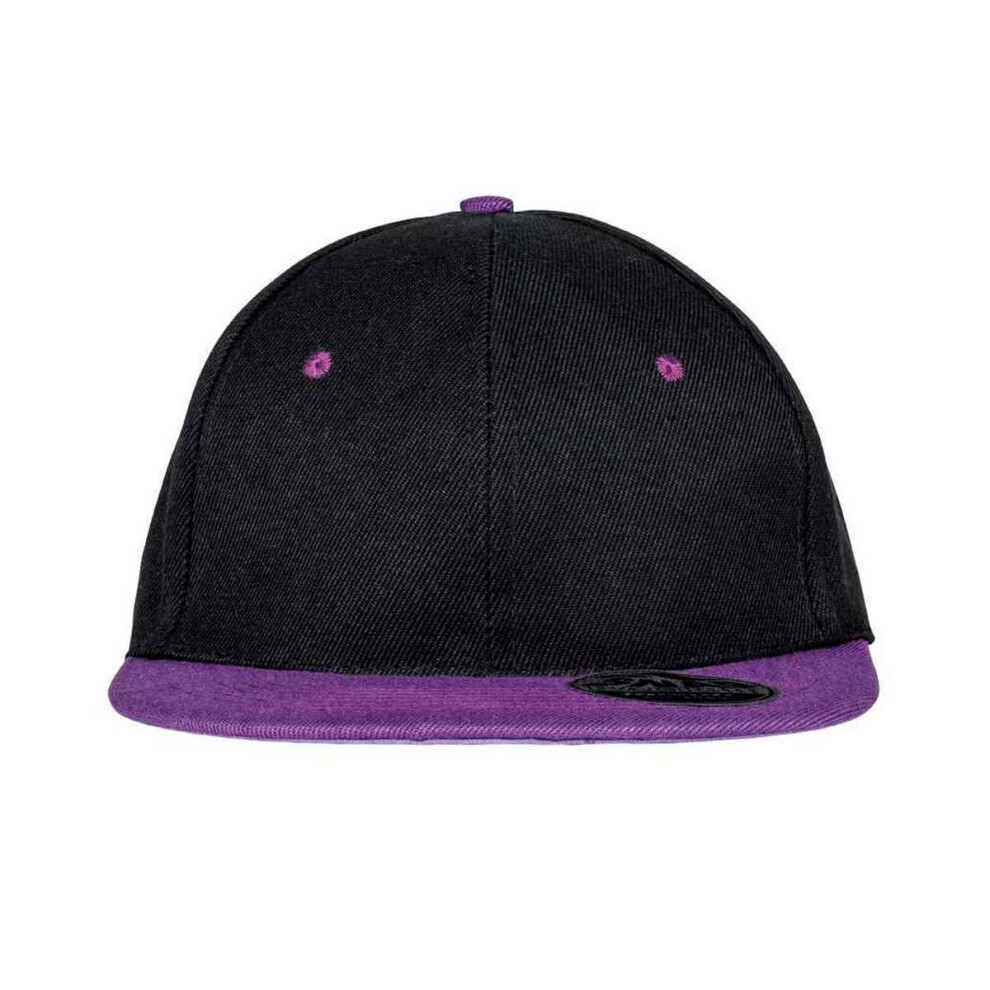 (One Size, Black/Purple) Result Headwear Original Bronx Flat Snapback Cap