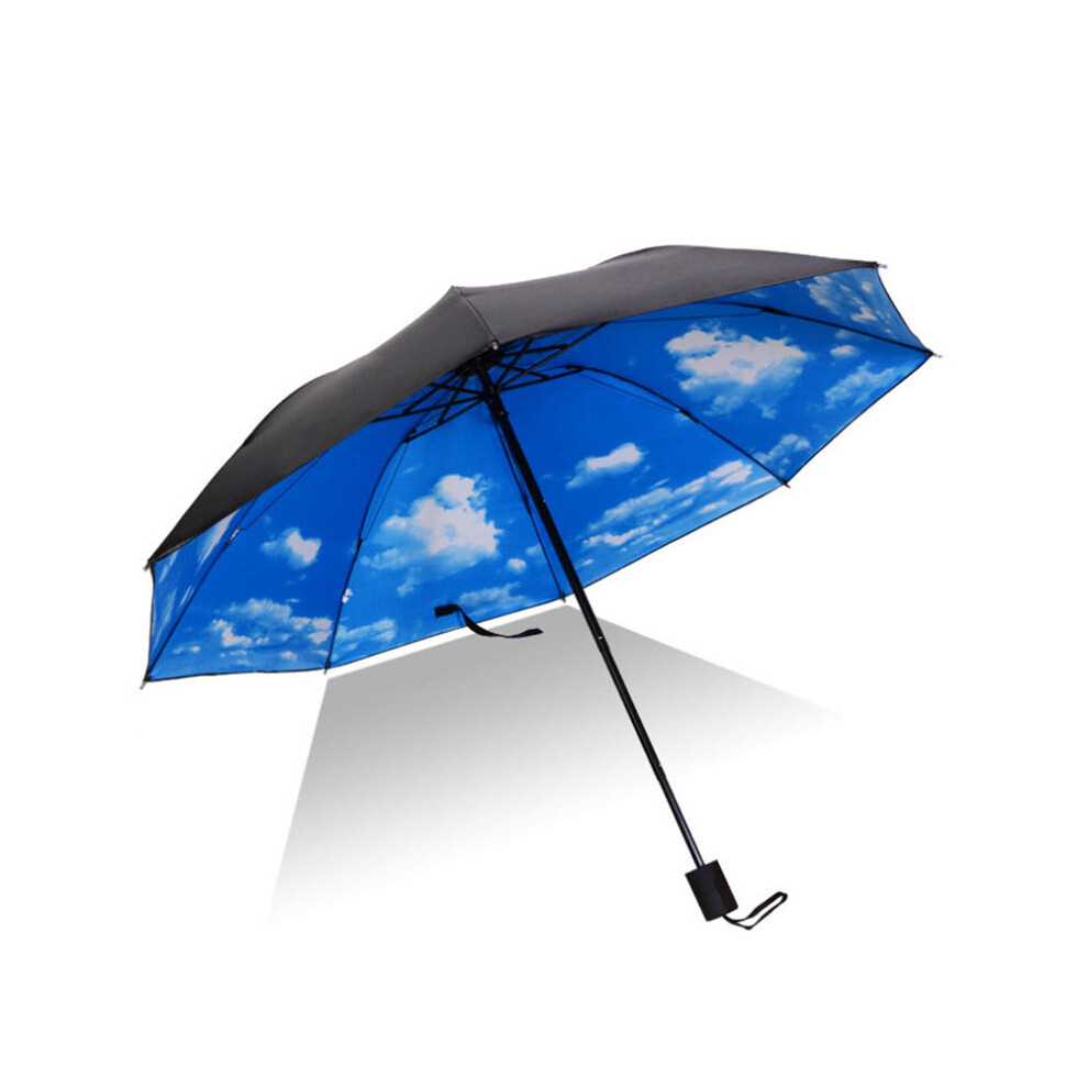 ( Clouds) Antiuv Rain Sun Protection Windproof Flower Parasols Folding Umbrella 3 White