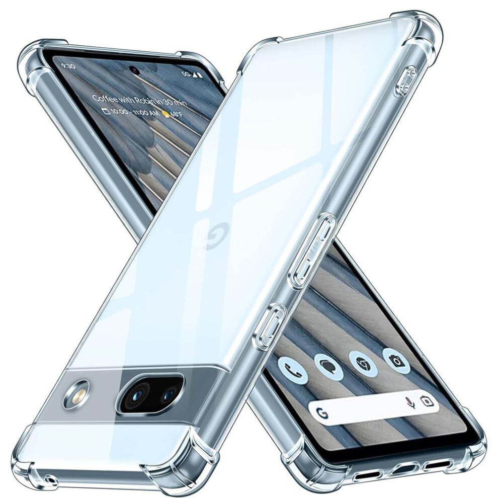 (white, Pixel 6A) Airbag Drop-proof Clear Soft Tpu Phone Case For Google Pixel 9 / 9 Pro Pixel 8 5g 8a 7 Pro 7a 6 Pro 6a Back Crystal Transparent Cover