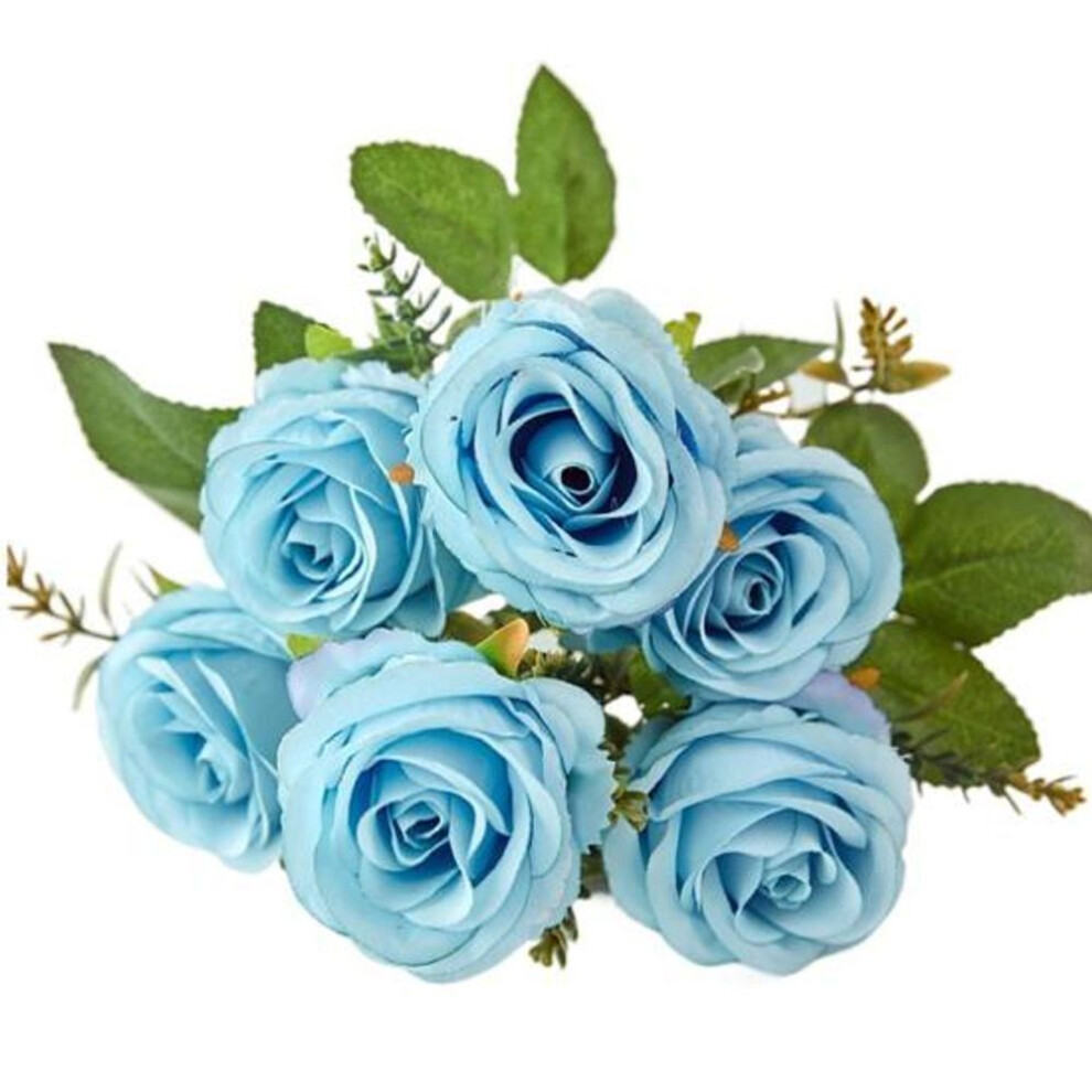 (blue) Faux Silk Flower Realistic Diy Uv-resistant Useful Add Romantic Vibe Artificial Rose For Living Room