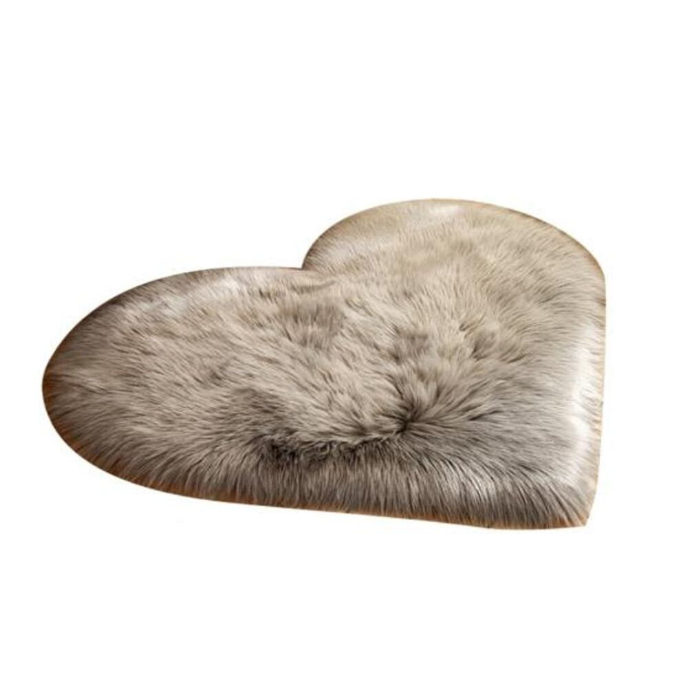 (light gray) Talos Creative Heart Shape Plush Rug Anti-slip Carpet Door Mat Home Bedside Decor