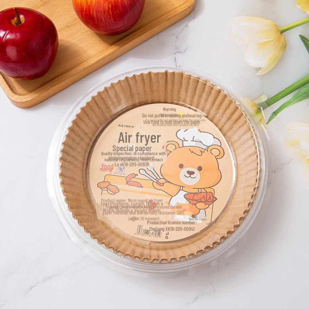 (natural, Blister box round 16*4.5 [50 sheets]) Non-stick Air Fryer Paper Tray, Oil-proof And High Temperature Resistant Baking Paper.