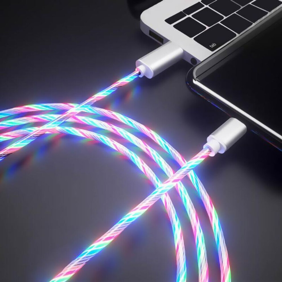 (multicolor, For Micro) Glowing Cable Mobile Phone Charging Cables LED light Micro USB Type C Charger For Samsung Galaxy S8 S9 A50 A70 Charge Wire Cord