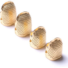 (As show, One size) LINJOU 4 Pieces Sewing Thimble, Metal Sewing Thimble Finger Protector, Accessories DIY Sewing Tool, Gold