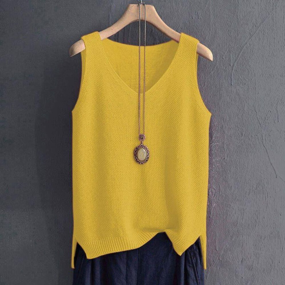 (yellow, XXXXXL) Spring V-neck Vest Female Student Knitted Sweater Waistcoat Vest Plus Size