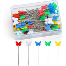 (As show, One size) LINJOU 100 Pieces Sewing Pins with Storage Box for Jewelry Decoration (Butterfly Type)