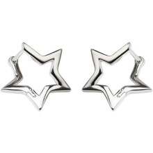 (As show, One size) LINJOU Star Small Hoop Earrings 925 Sterling Silver for Women Cute Huggie Hoops