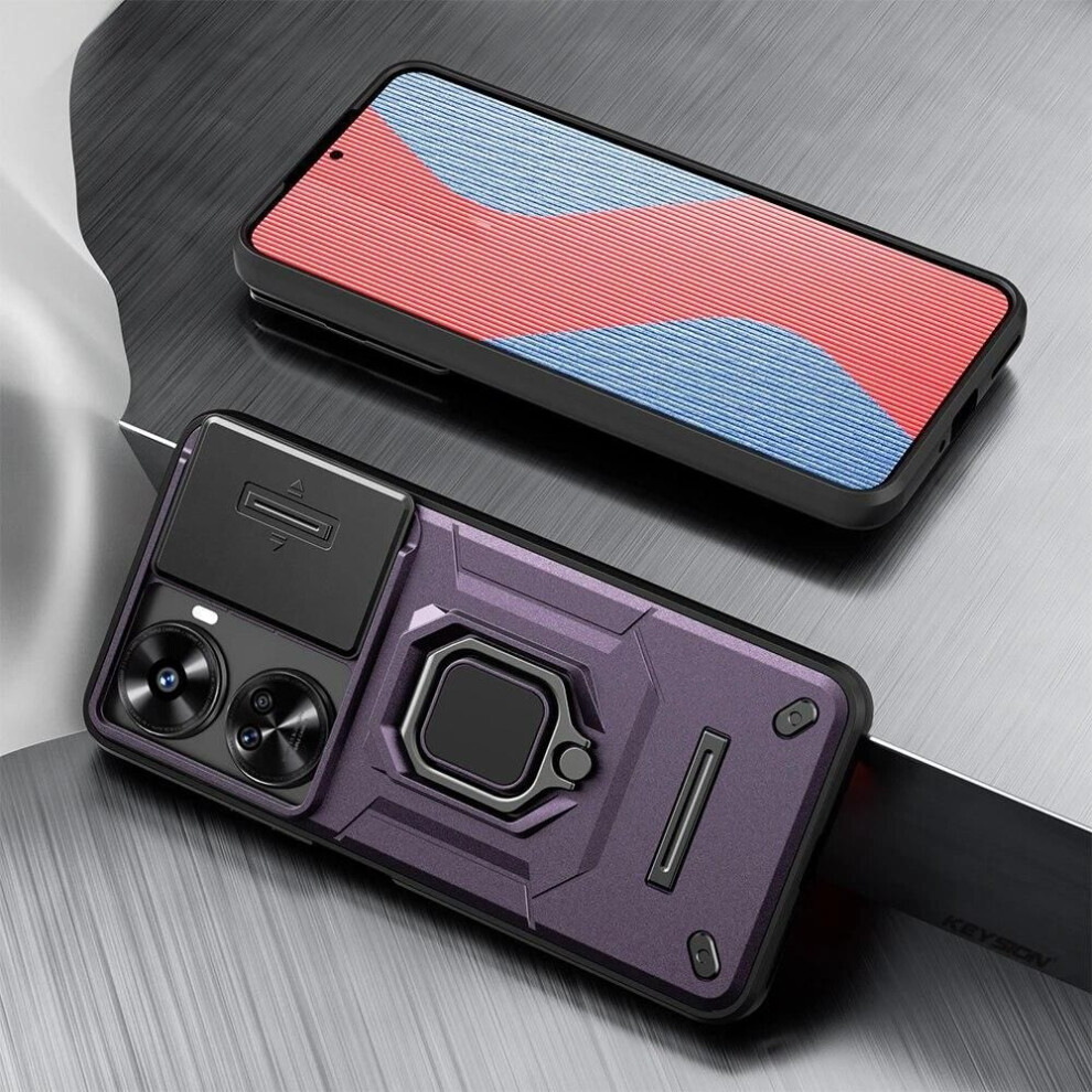 (purple, for Huawei nova12 SE) Keysion Shockproof Case For Huawei Nova 12 Se Slide Camera Lens Protection Ring Stand Phone Back Cover For Huawei Nova 12 Se