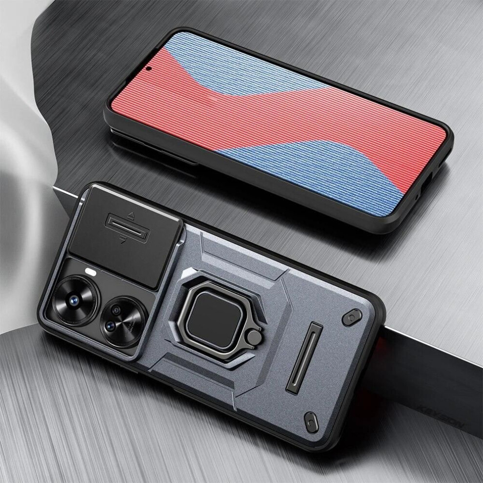 (gray, for Huawei nova12 SE) Keysion Shockproof Case For Huawei Nova 12 Se Slide Camera Lens Protection Ring Stand Phone Back Cover For Huawei Nova 12 Se