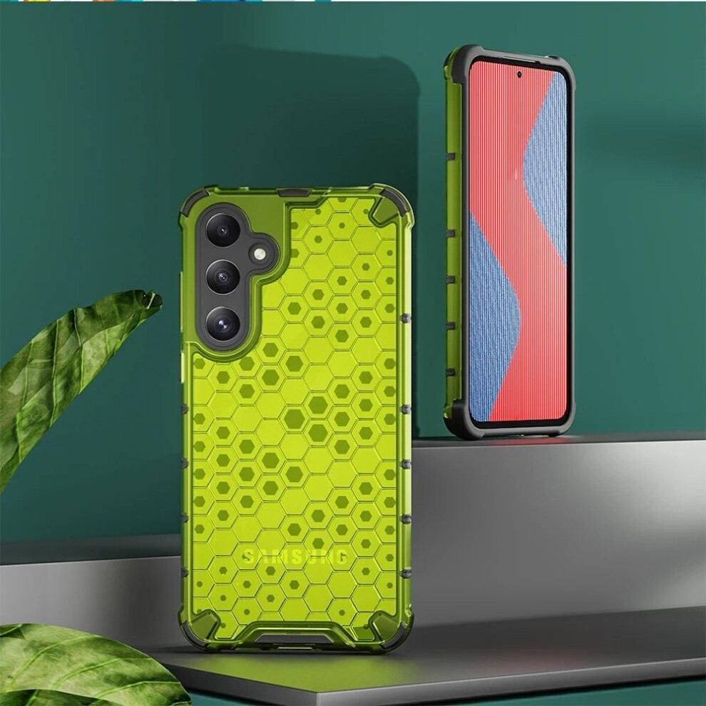 (green, for Samsung A15) Keysion Shockproof Armor Case For Samsung A55 5g A35 A25 A15 A05 Silicone+pc Transparent Honeycomb Phone Cover For Galaxy A05s