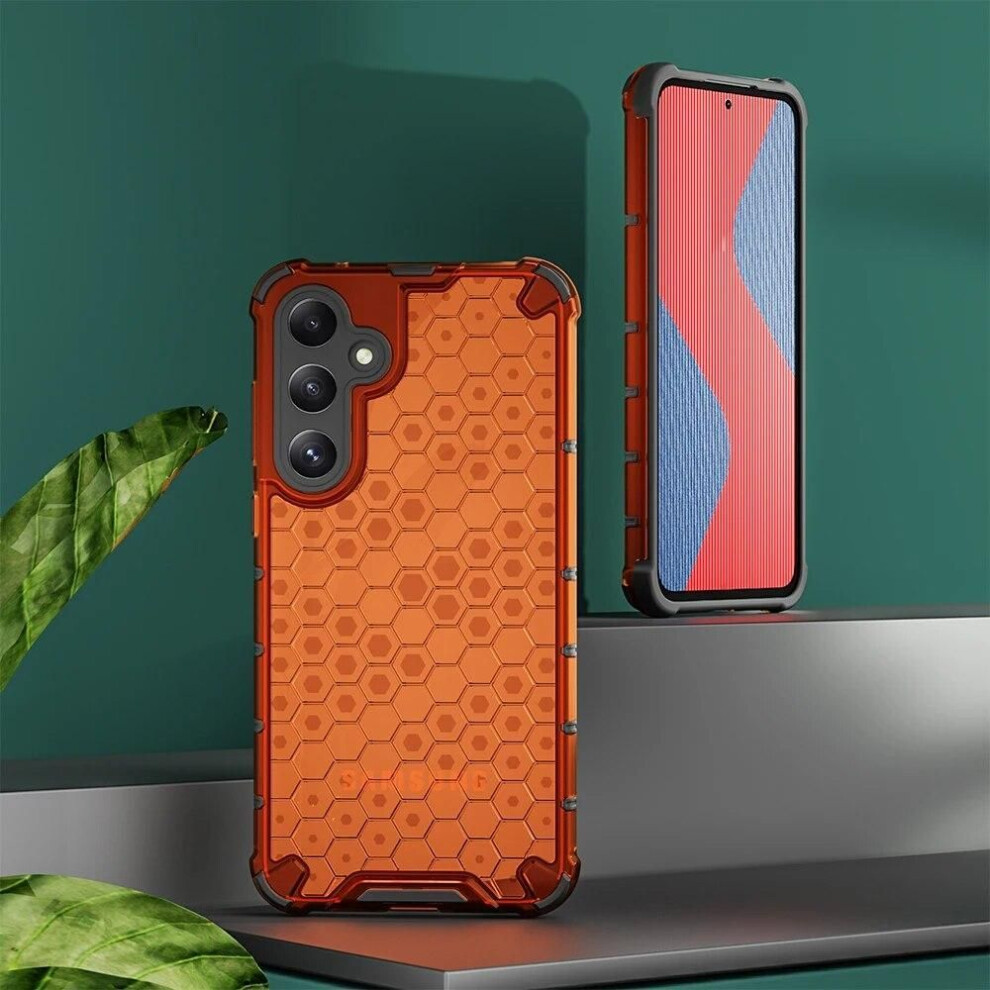 (orange, for Samsung A15 5G) Keysion Shockproof Armor Case For Samsung A55 5g A35 A25 A15 A05 Silicone+pc Transparent Honeycomb Phone Cover For Galaxy A05s