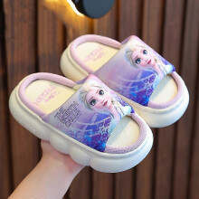 (26 27, Purple) Girls' Princess Aisha linen slippers lovely girls' indoor and outdoor children's household shoes
